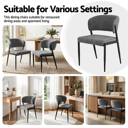 Artiss Dining Chairs Set of 4 Linen Fabric Soft Upholstered Chairs Grey DINC-KJ-7016-GYX4