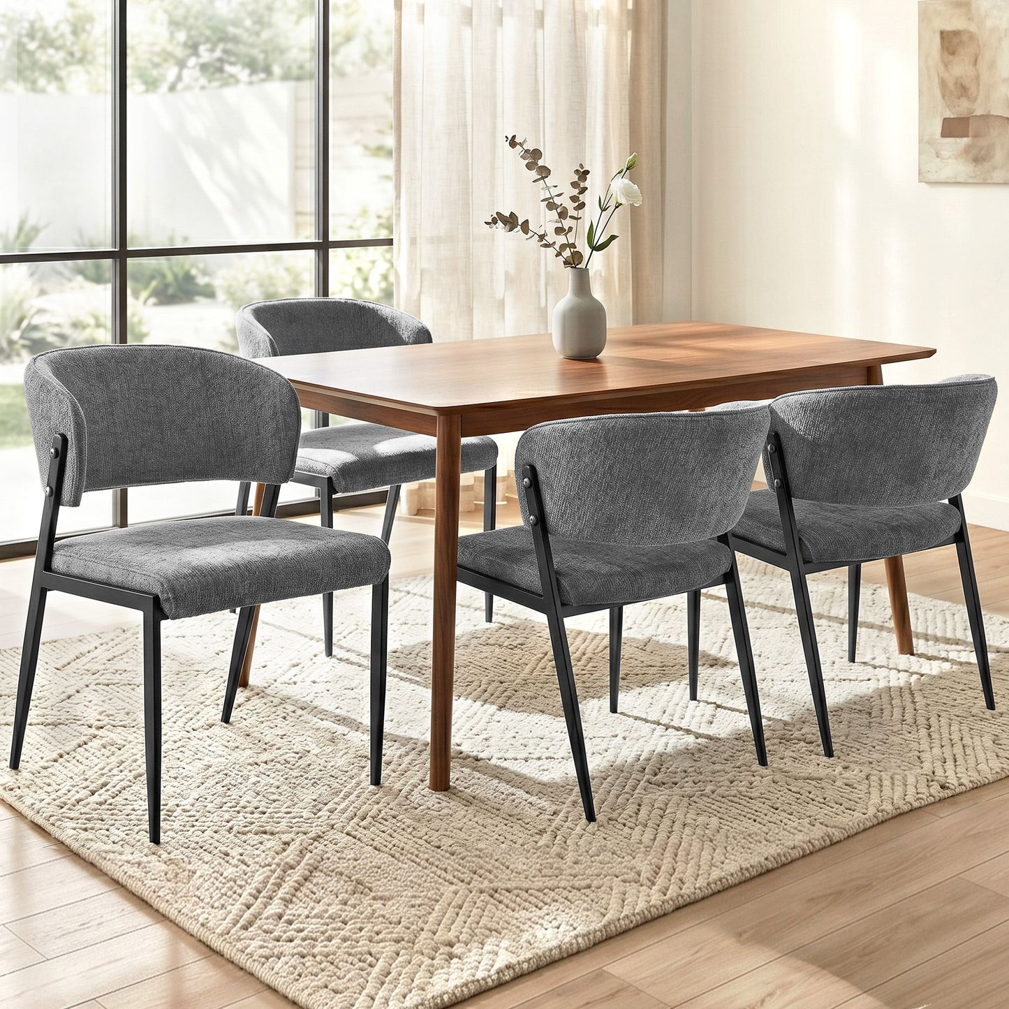 Artiss Dining Chairs Set of 4 Linen Fabric Soft Upholstered Chairs Grey DINC-KJ-7016-GYX4