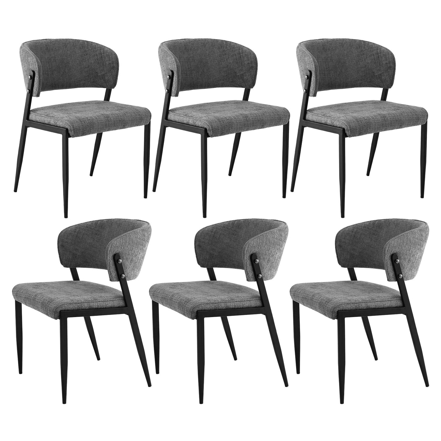 Artiss Dining Chairs Set of 6 Linen Fabric Soft Upholstered Chairs Grey DINC-KJ-7016-GYX6