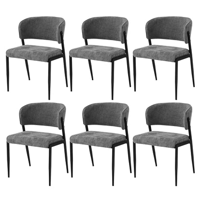 Artiss Dining Chairs Set of 6 Linen Fabric Soft Upholstered Chairs Grey DINC-KJ-7016-GYX6
