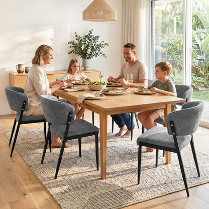 Artiss Dining Chairs Set of 6 Linen Fabric Soft Upholstered Chairs Grey DINC-KJ-7016-GYX6