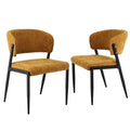 Artiss Dining Chairs Set of 2 Linen Fabric Soft Upholstered Chairs Mustard DINC-KJ-7016-MSX2