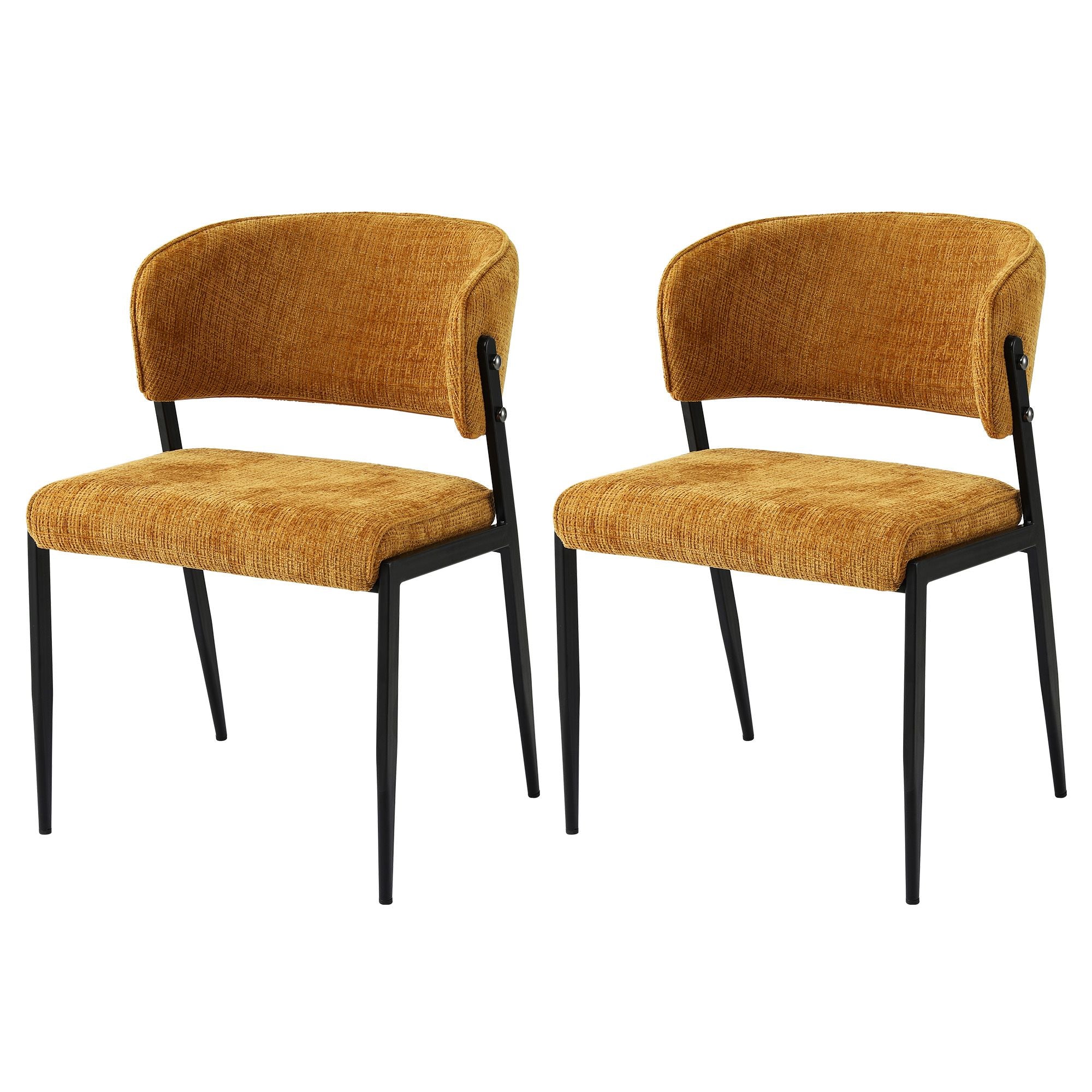 Artiss Dining Chairs Set of 2 Linen Fabric Soft Upholstered Chairs Mustard DINC-KJ-7016-MSX2