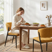 Artiss Dining Chairs Set of 2 Linen Fabric Soft Upholstered Chairs Mustard DINC-KJ-7016-MSX2
