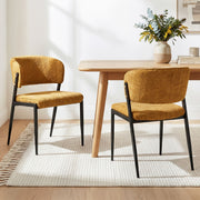 Artiss Dining Chairs Set of 2 Linen Fabric Soft Upholstered Chairs Mustard DINC-KJ-7016-MSX2
