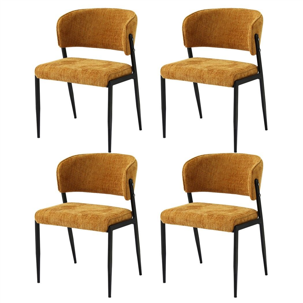 Artiss Dining Chairs Set of 4 Linen Fabric Soft Upholstered Chairs Mustard DINC-KJ-7016-MSX4