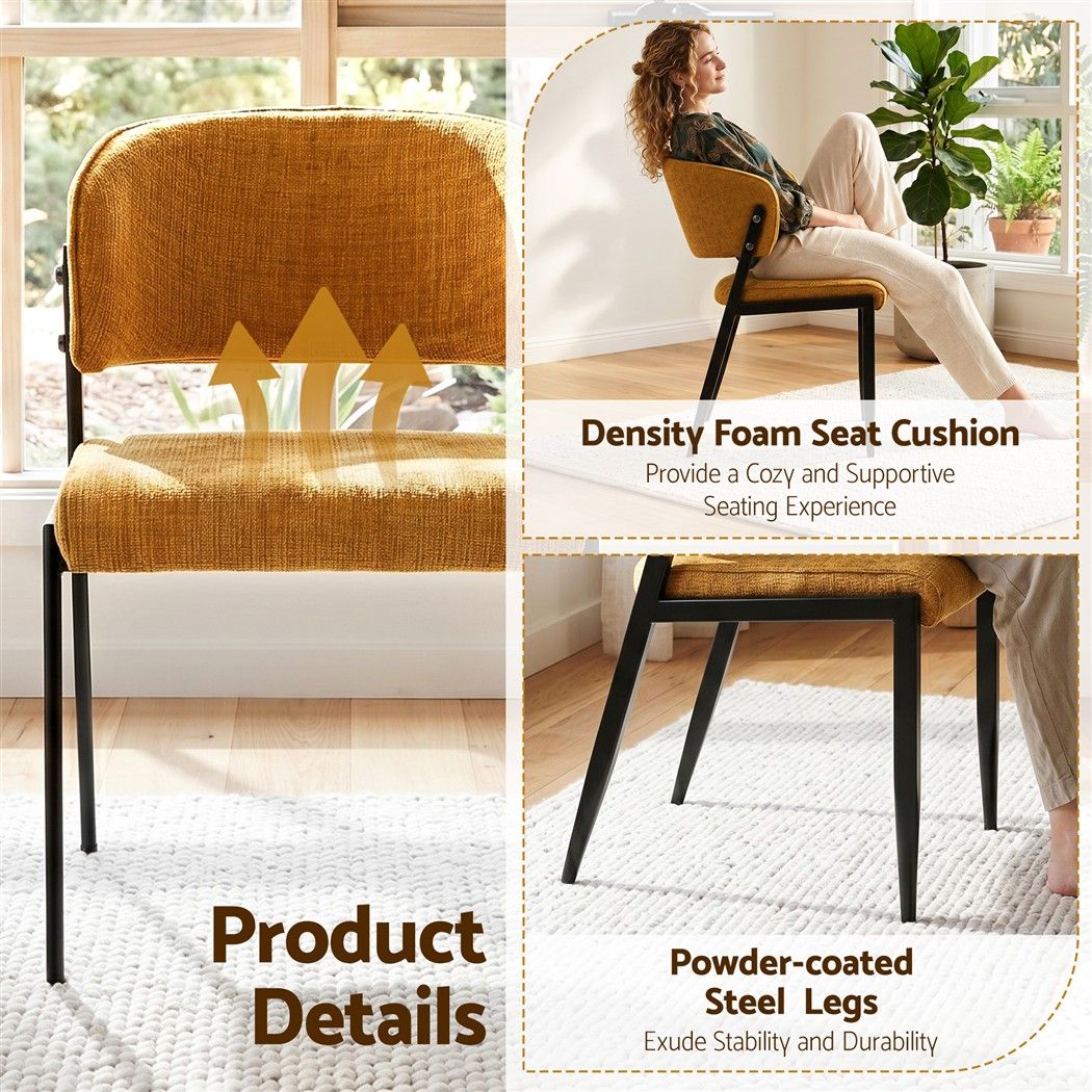 Artiss Dining Chairs Set of 4 Linen Fabric Soft Upholstered Chairs Mustard DINC-KJ-7016-MSX4