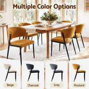 Artiss Dining Chairs Set of 4 Linen Fabric Soft Upholstered Chairs Mustard DINC-KJ-7016-MSX4