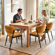 Artiss Dining Chairs Set of 4 Linen Fabric Soft Upholstered Chairs Mustard DINC-KJ-7016-MSX4