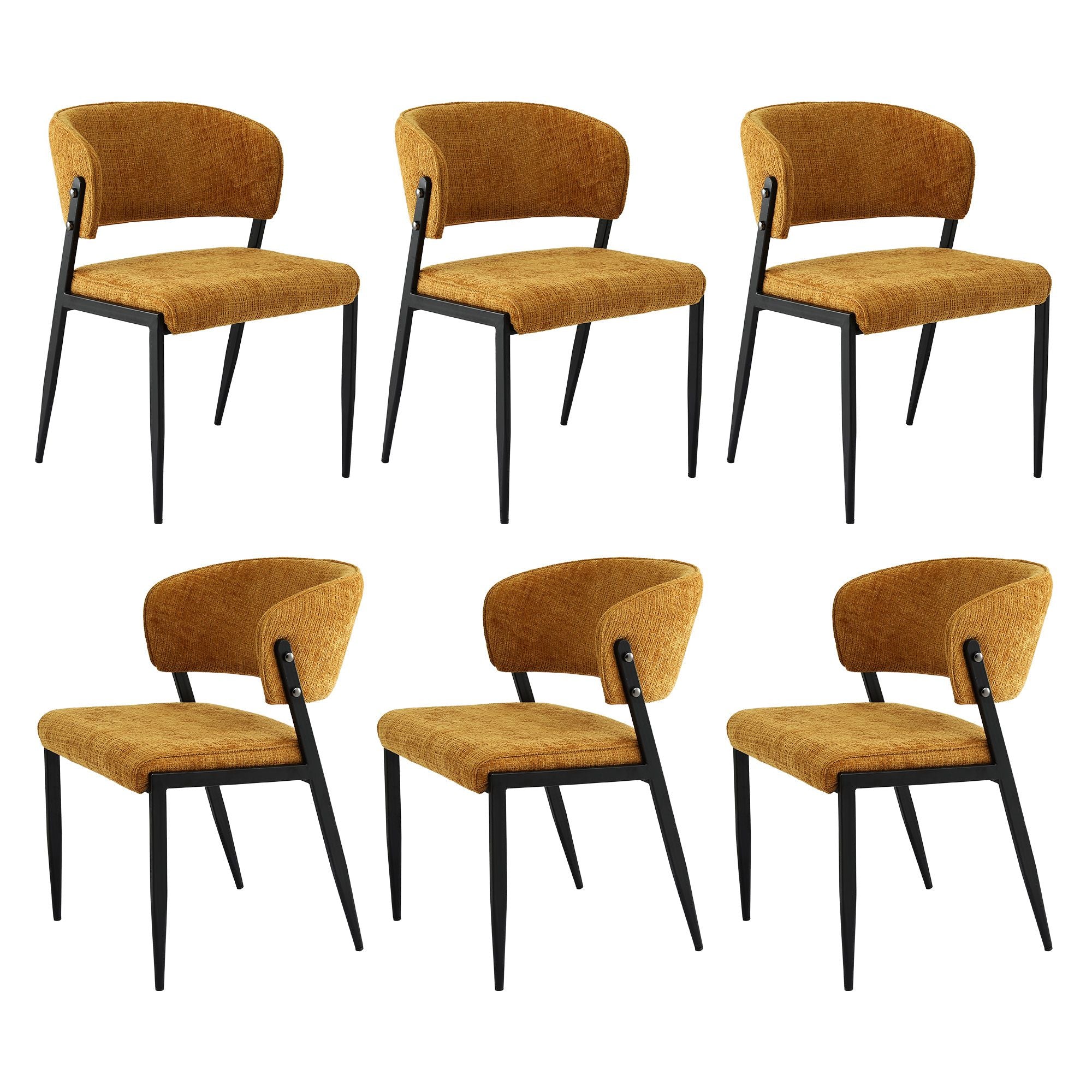 Artiss Dining Chairs Set of 6 Linen Fabric Soft Upholstered Chairs Mustard DINC-KJ-7016-MSX6