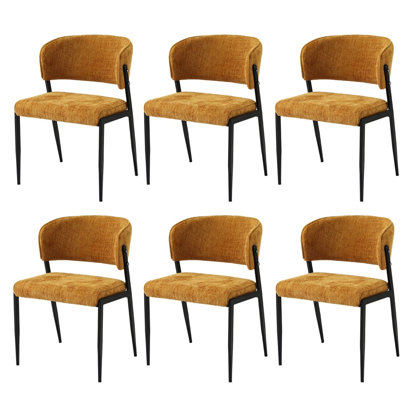 Artiss Dining Chairs Set of 6 Linen Fabric Soft Upholstered Chairs Mustard DINC-KJ-7016-MSX6