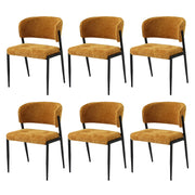 Artiss Dining Chairs Set of 6 Linen Fabric Soft Upholstered Chairs Mustard DINC-KJ-7016-MSX6