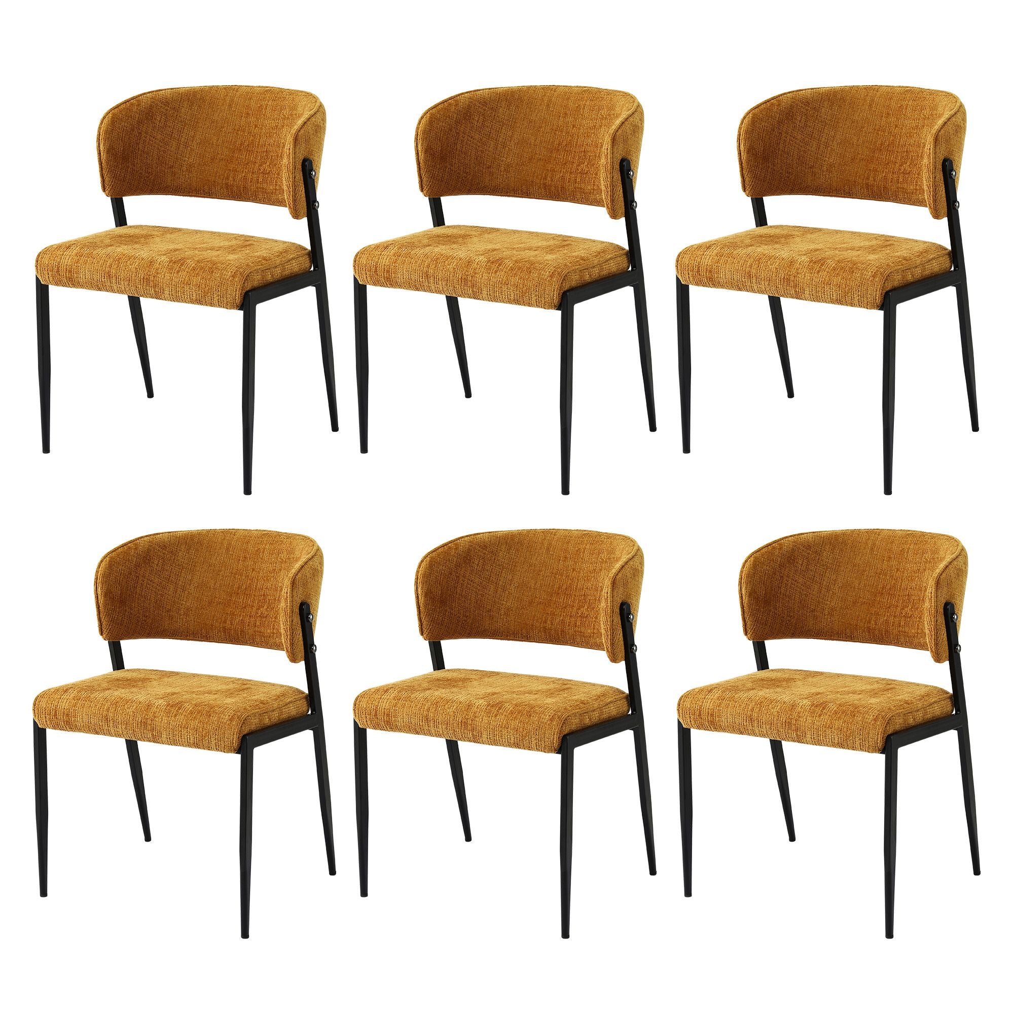 Artiss Dining Chairs Set of 6 Linen Fabric Soft Upholstered Chairs Mustard DINC-KJ-7016-MSX6