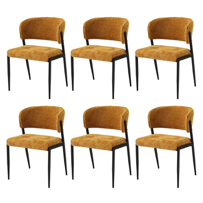 Artiss Dining Chairs Set of 6 Linen Fabric Soft Upholstered Chairs Mustard DINC-KJ-7016-MSX6