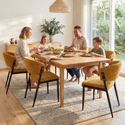 Artiss Dining Chairs Set of 6 Linen Fabric Soft Upholstered Chairs Mustard DINC-KJ-7016-MSX6