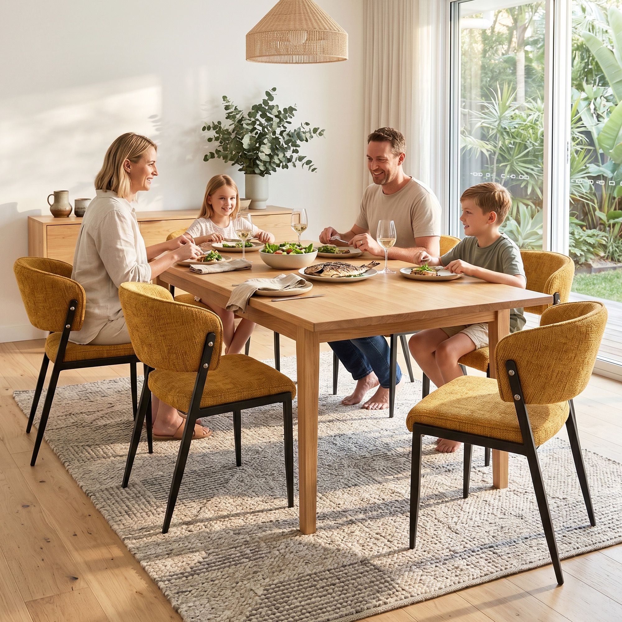 Artiss Dining Chairs Set of 6 Linen Fabric Soft Upholstered Chairs Mustard DINC-KJ-7016-MSX6