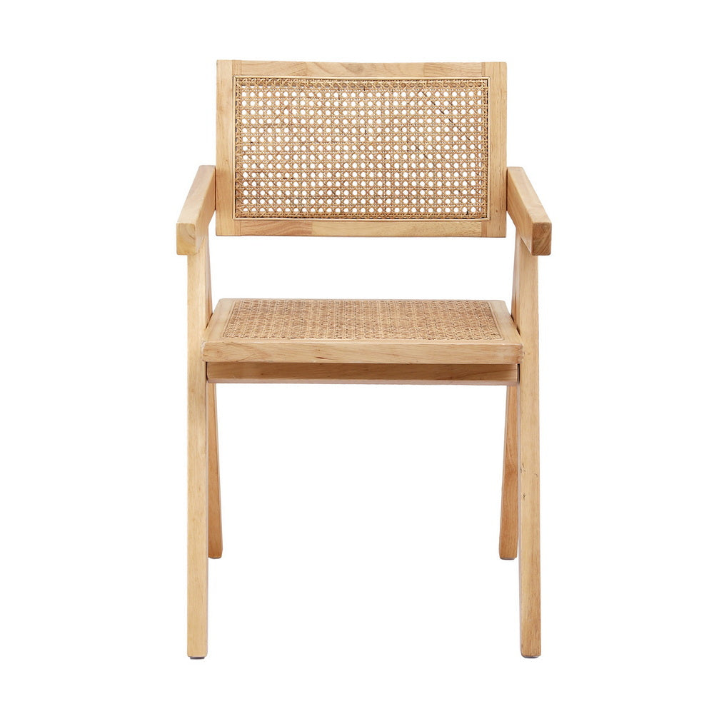 Artiss 1x Dining Chair Wooden Rattan Seat Rubber Wood Frame DINC-L-RAT-WD