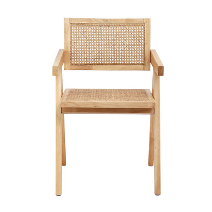 Artiss 1x Dining Chair Wooden Rattan Seat Rubber Wood Frame DINC-L-RAT-WD