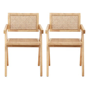 Artiss 2x Dining Chairs Wooden Rattan Seat Rubber Wood Frame DINC-L-RAT-WDX2