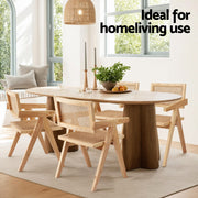 Artiss 2x Dining Chairs Wooden Rattan Seat Rubber Wood Frame DINC-L-RAT-WDX2