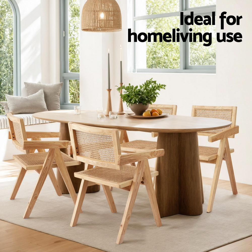 Artiss 2x Dining Chairs Wooden Rattan Seat Rubber Wood Frame DINC-L-RAT-WDX2