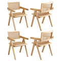 Artiss 4x Dining Chairs Wooden Rattan Seat Rubber Wood Frame DINC-L-RAT-WDX4