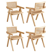 Artiss 4x Dining Chairs Wooden Rattan Seat Rubber Wood Frame DINC-L-RAT-WDX4
