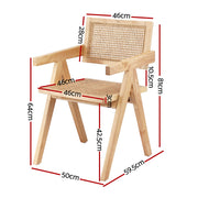 Artiss 4x Dining Chairs Wooden Rattan Seat Rubber Wood Frame DINC-L-RAT-WDX4