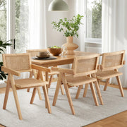 Artiss 4x Dining Chairs Wooden Rattan Seat Rubber Wood Frame DINC-L-RAT-WDX4