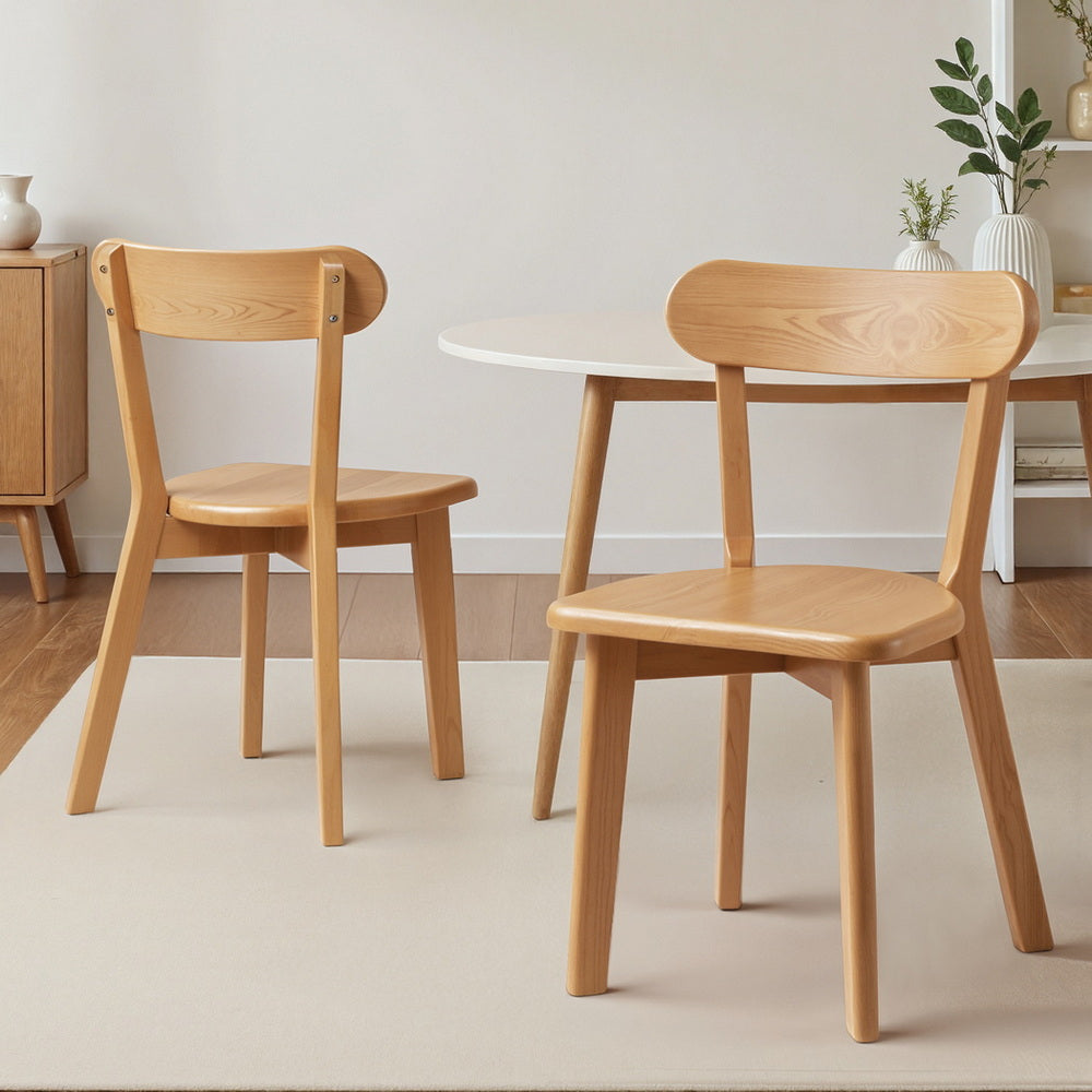 Artiss 2x Dining Chairs Wooden Kitchen Accent Chair Cafe Lounge Rubber Wood DINC-L-RUB-WDX2