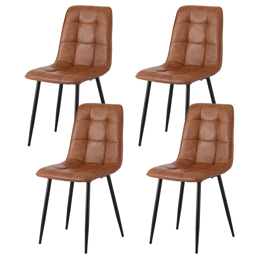 Artiss 4x Dining Chairs Retro PU Leather Kitchen Lounge Cafe Accent Chair Brown DINC-MO-BC002-BRX4
