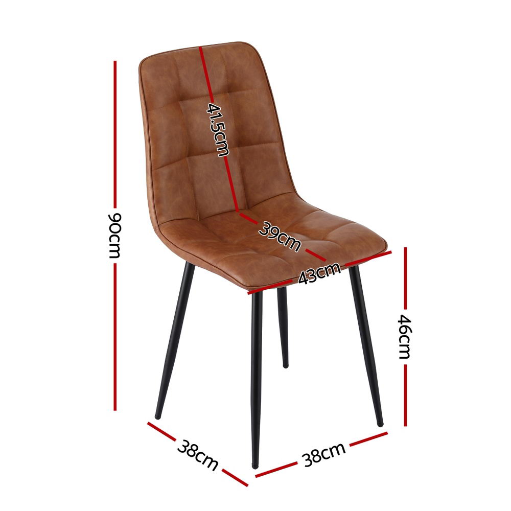 Artiss 4x Dining Chairs Retro PU Leather Kitchen Lounge Cafe Accent Chair Brown DINC-MO-BC002-BRX4