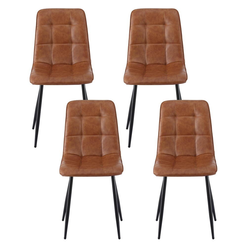 Artiss 4x Dining Chairs Retro PU Leather Kitchen Lounge Cafe Accent Chair Brown DINC-MO-BC002-BRX4