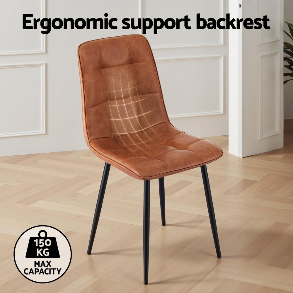 Artiss 4x Dining Chairs Retro PU Leather Kitchen Lounge Cafe Accent Chair Brown DINC-MO-BC002-BRX4