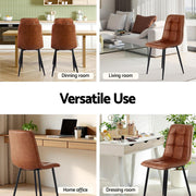 Artiss 4x Dining Chairs Retro PU Leather Kitchen Lounge Cafe Accent Chair Brown DINC-MO-BC002-BRX4