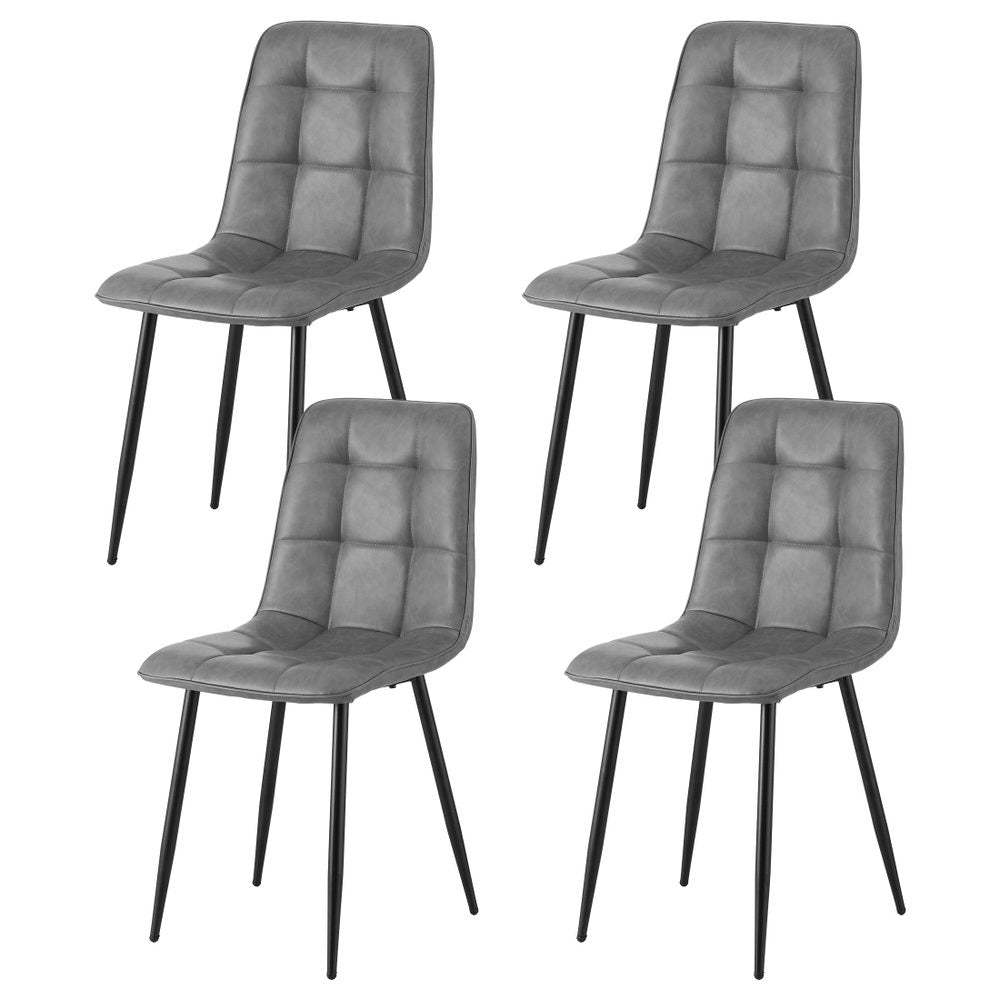 Artiss 4x Dining Chairs Retro PU Leather Kitchen Lounge Cafe Accent Chair Grey DINC-MO-BC002-GYX4