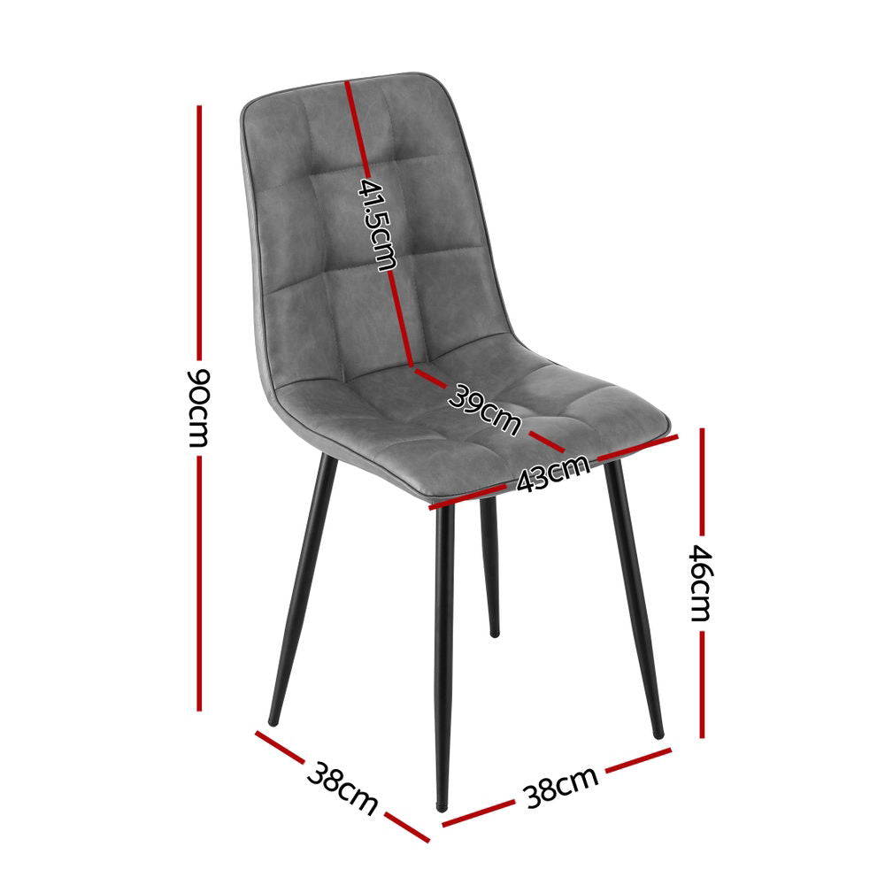 Artiss 4x Dining Chairs Retro PU Leather Kitchen Lounge Cafe Accent Chair Grey DINC-MO-BC002-GYX4