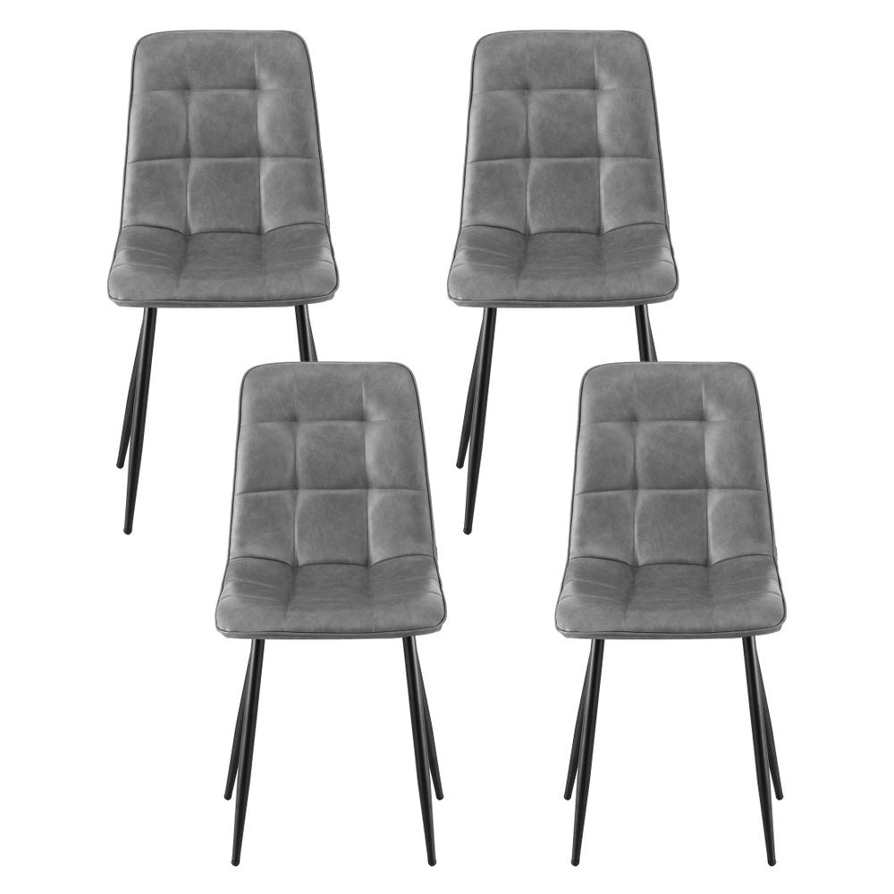 Artiss 4x Dining Chairs Retro PU Leather Kitchen Lounge Cafe Accent Chair Grey DINC-MO-BC002-GYX4