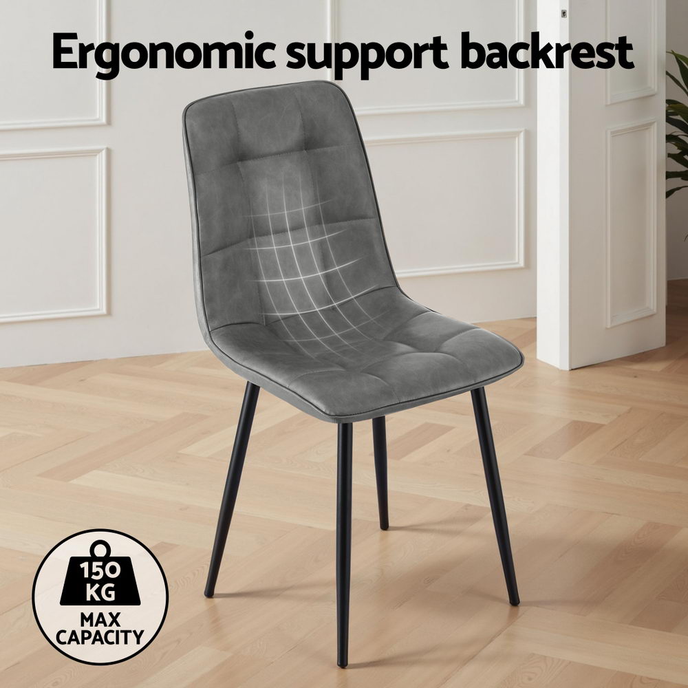 Artiss 4x Dining Chairs Retro PU Leather Kitchen Lounge Cafe Accent Chair Grey DINC-MO-BC002-GYX4