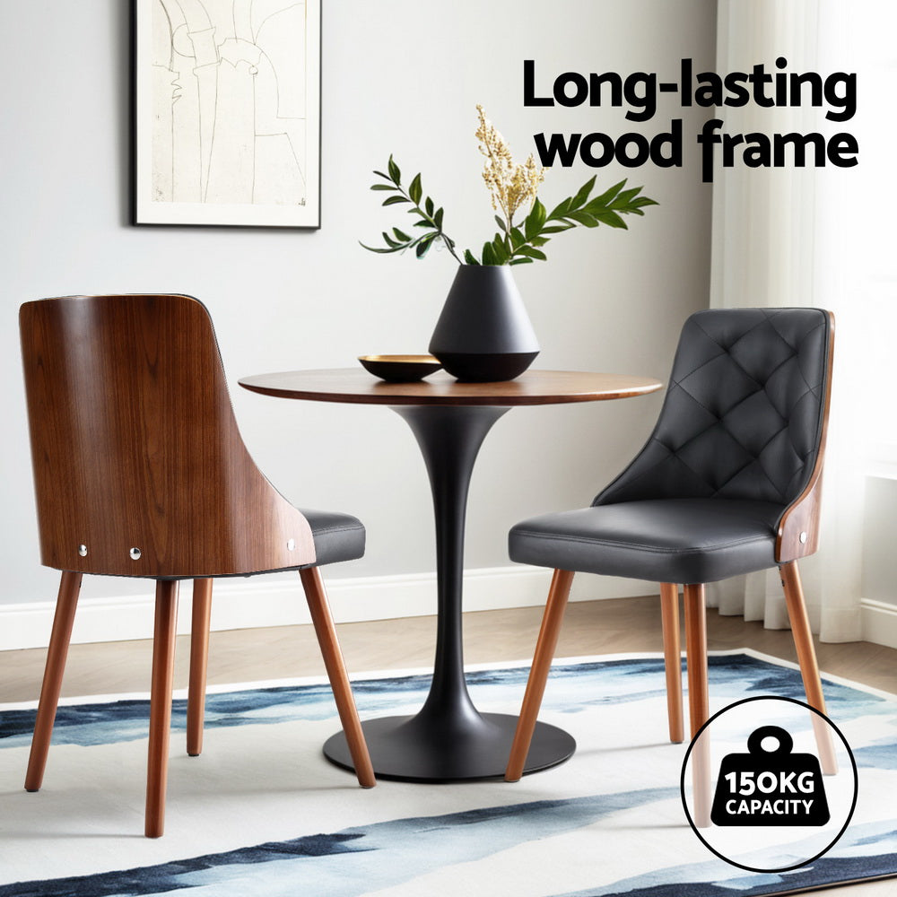 1 Set of 2 Artiss Dining Chairs Black PU DINC-TW-2004-PU-BKX2