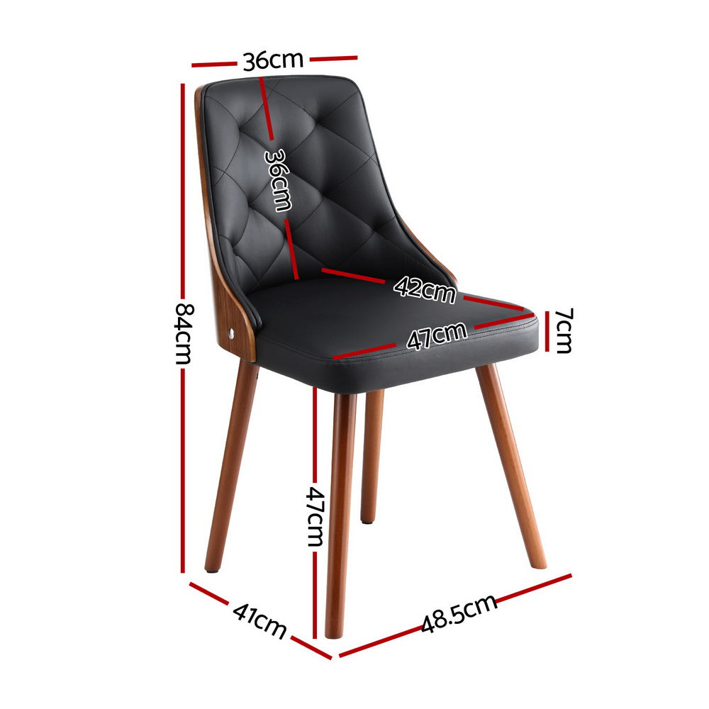 1 Set of 4 Artiss Dining Chairs Black PU DINC-TW-2004-PU-BKX4