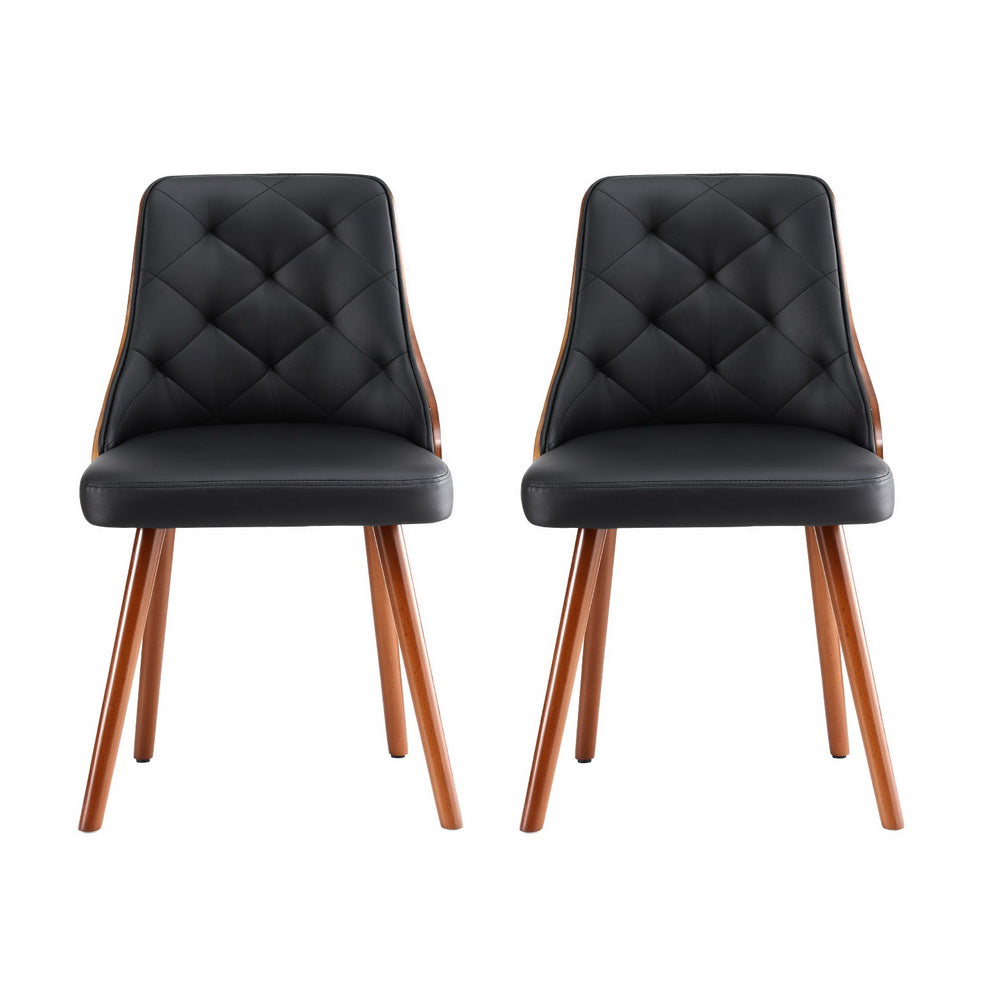 1 Set of 4 Artiss Dining Chairs Black PU DINC-TW-2004-PU-BKX4