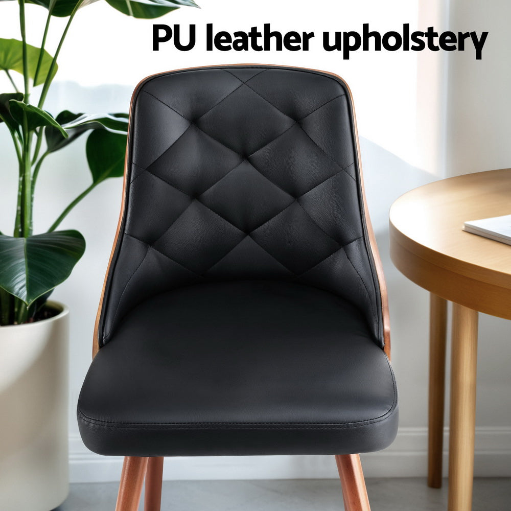 1 Set of 4 Artiss Dining Chairs Black PU DINC-TW-2004-PU-BKX4