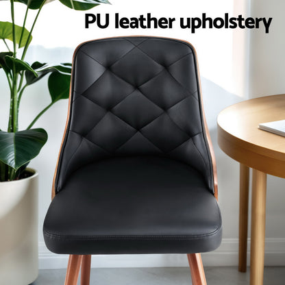 1 Set of 4 Artiss Dining Chairs Black PU DINC-TW-2004-PU-BKX4