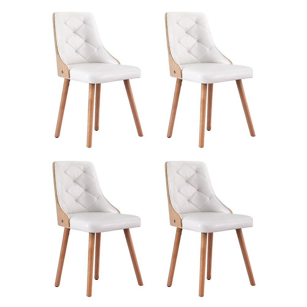 1 Set of 4 Artiss Dining Chairs White PU DINC-TW-2004-PU-WHX4