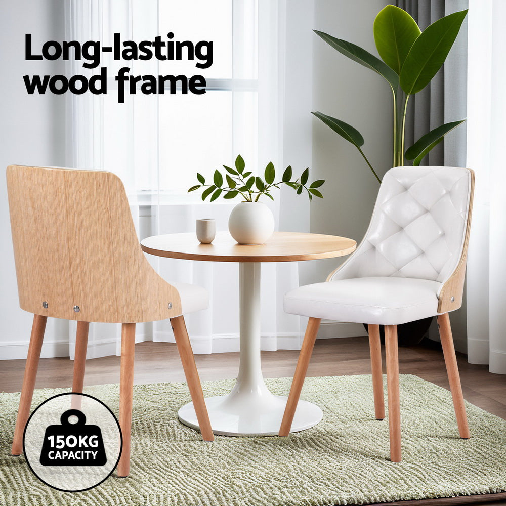 1 Set of 4 Artiss Dining Chairs White PU DINC-TW-2004-PU-WHX4