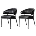 Artiss Dining Chairs Set of 2 Leather Hollow Armchair Black DINING-B-C01-PU-BKX2