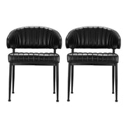 Artiss Dining Chairs Set of 2 Leather Hollow Armchair Black DINING-B-C01-PU-BKX2