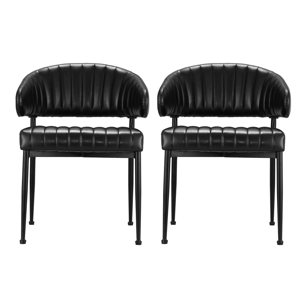 Artiss Dining Chairs Set of 2 Leather Hollow Armchair Black DINING-B-C01-PU-BKX2