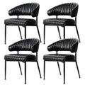 Artiss Dining Chairs Set of 4 Leather Hollow Armchair Black DINING-B-C01-PU-BKX4